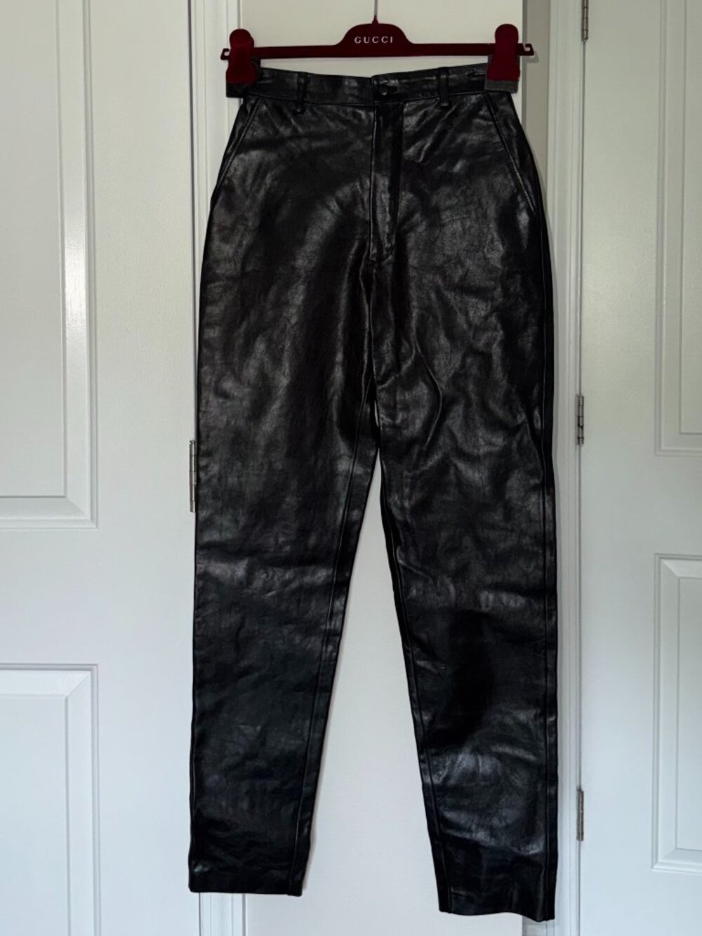 Gucci Calfskin Straight Leg Black Pants